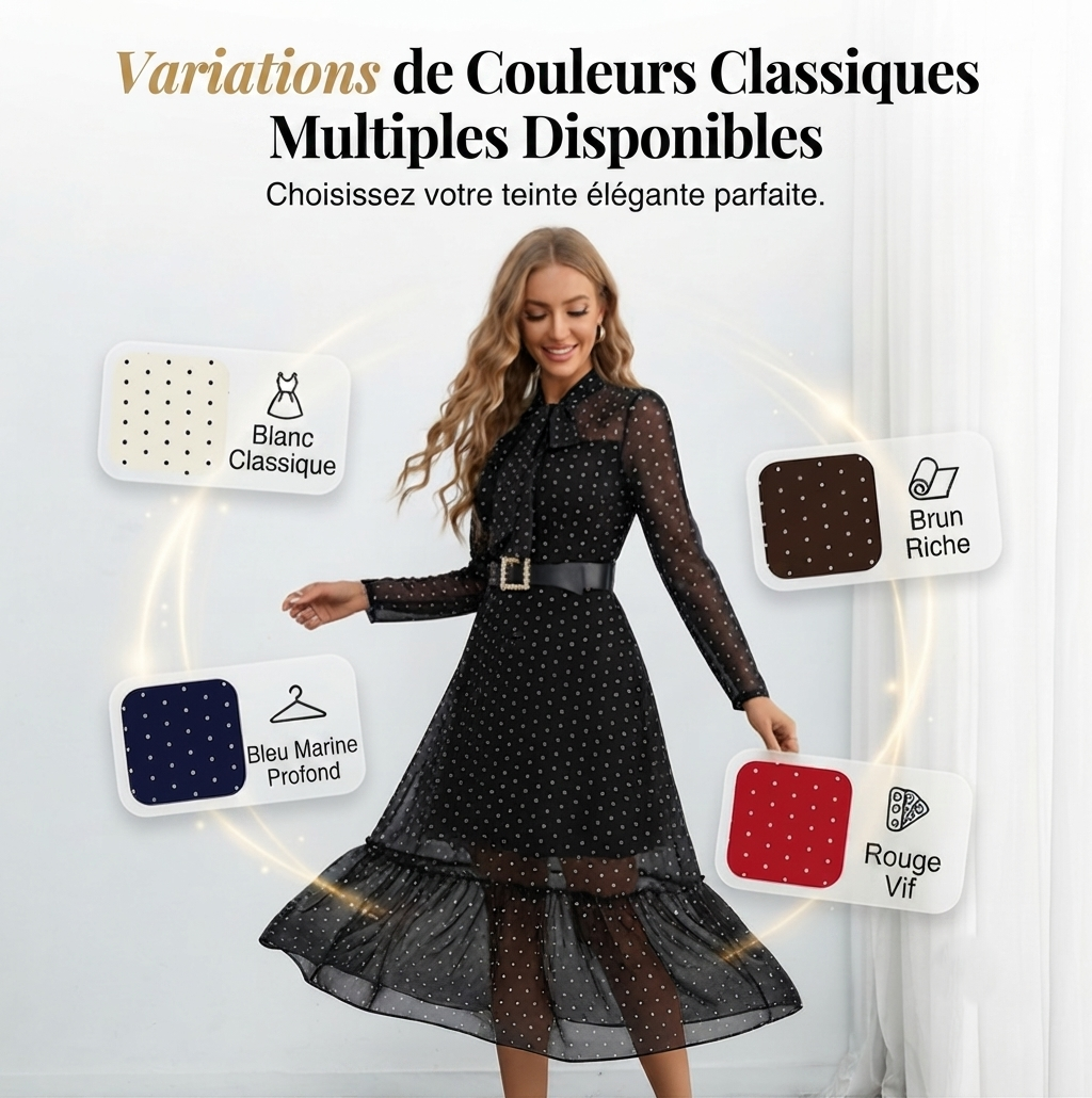 Verlanne — Robe Midi à Pois avec Col à Nouer
