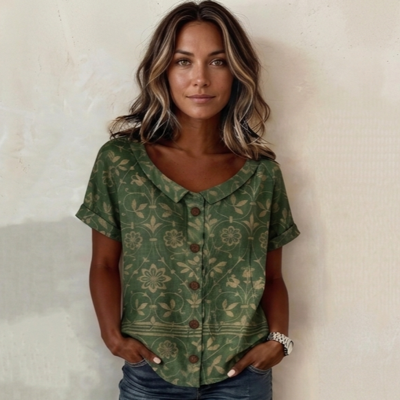 Odette — Blouse à col avec imprimé floral