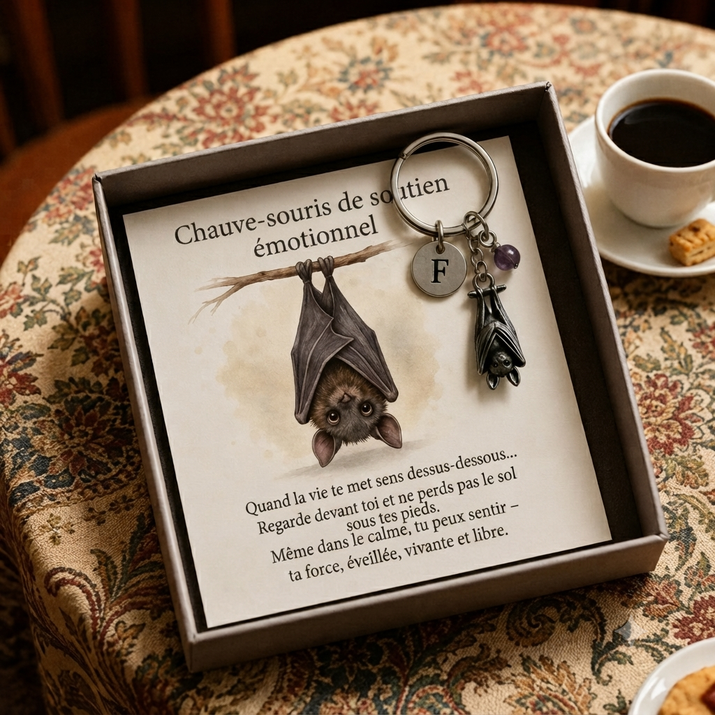 Halvorsen — Porte-clés chauve-souris porte-bonheur avec carte de vœux