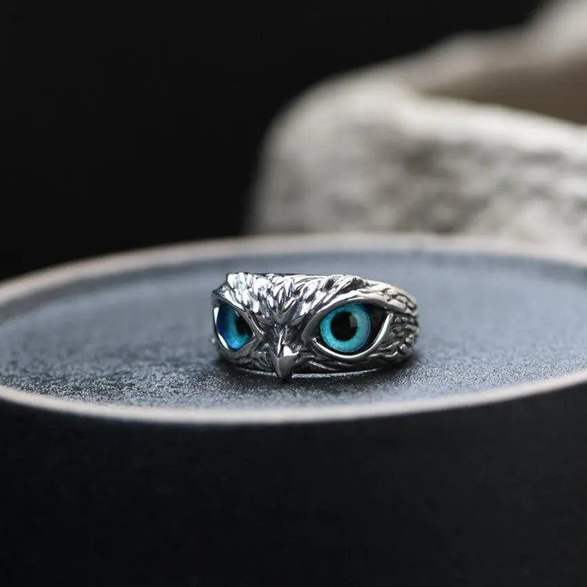 Bague Chouette Argent Ajustable - Bijoux Opale Uniques