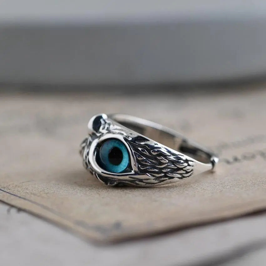 Bague Chouette Argent Ajustable - Bijoux Opale Uniques