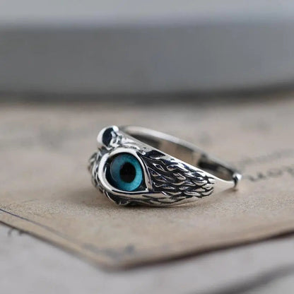 Bague Chouette Argent Ajustable - Bijoux Opale Uniques