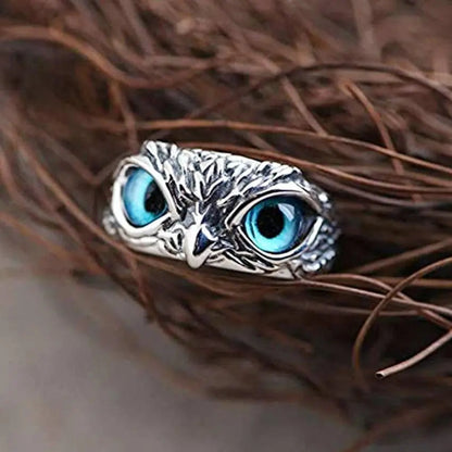 Bague Chouette Argent Ajustable - Bijoux Opale Uniques
