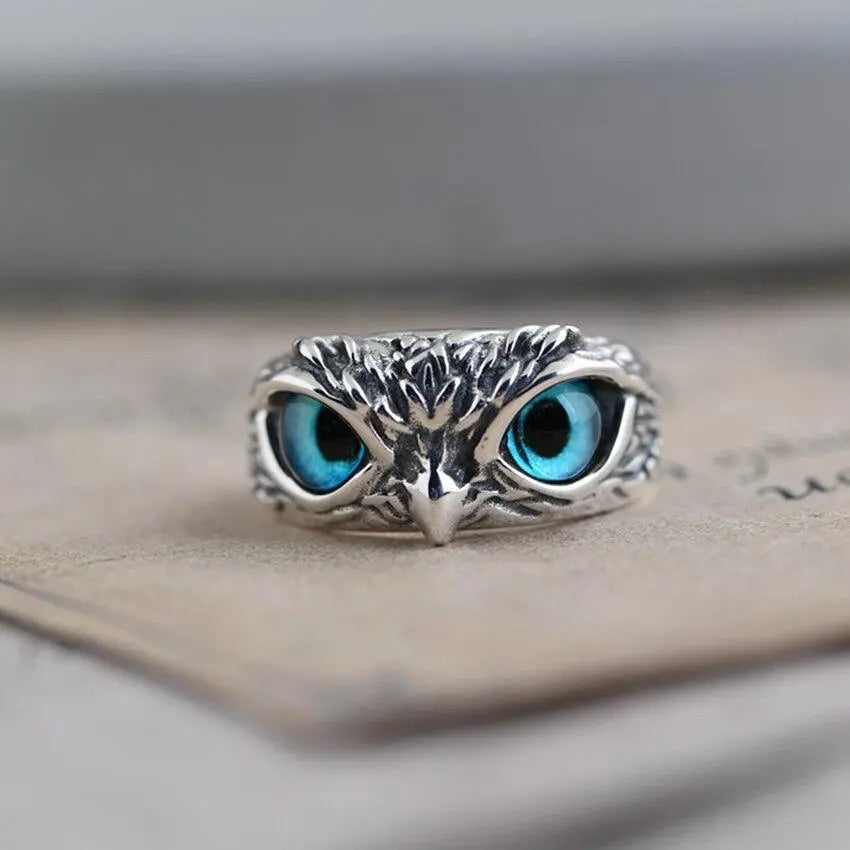 Bague Chouette Argent Ajustable - Bijoux Opale Uniques