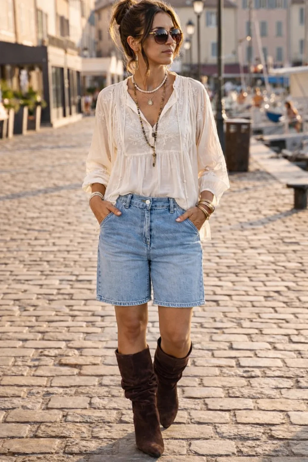 Megan — Shorts en Denim Bermuda