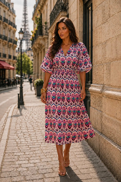 Lily — Robe Longue à Imprimé Fleurs en Lilas Doux