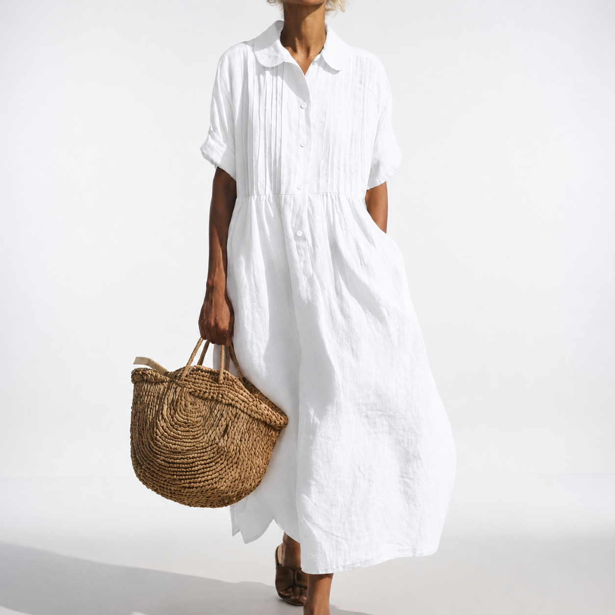Linessa — Robe Chemise Fluide avec Silhouette Aérée