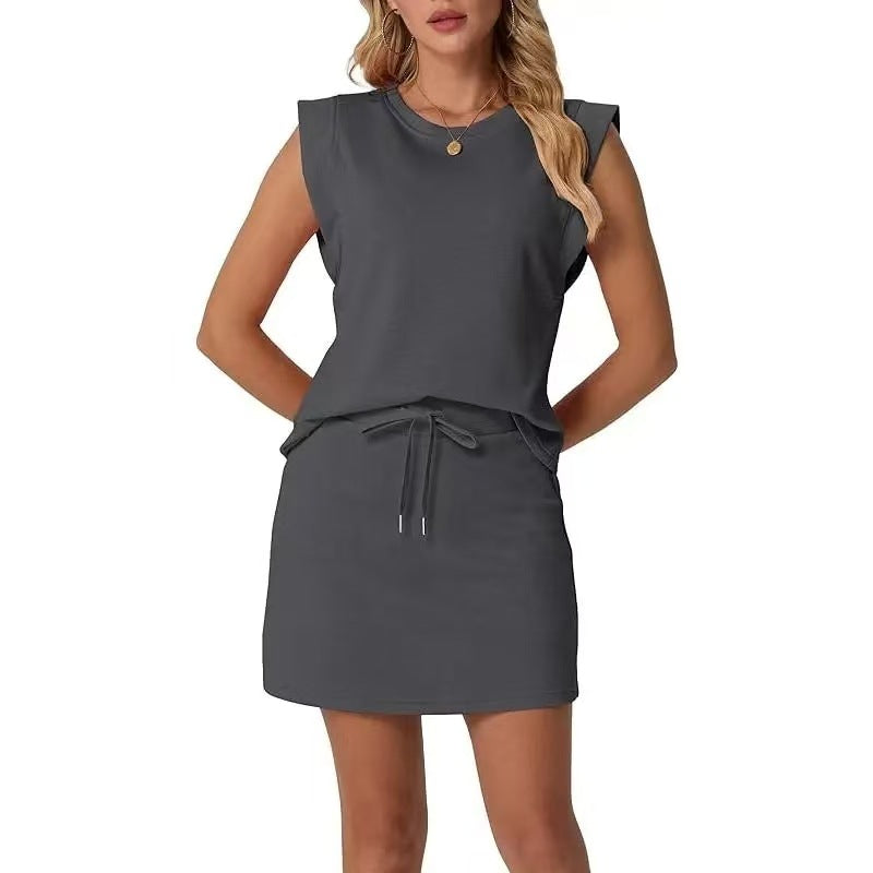 Selvane — Ensemble Top Sans Manches & Jupe à Cordon