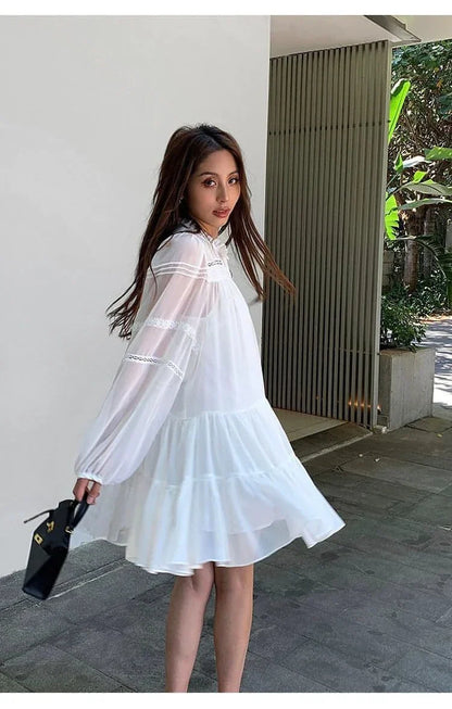 Robe Chemise Blanche Style Français d'Été