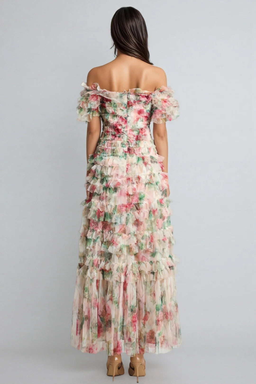 Robe Maxi Sans Manches en Maille Fleurie Sina