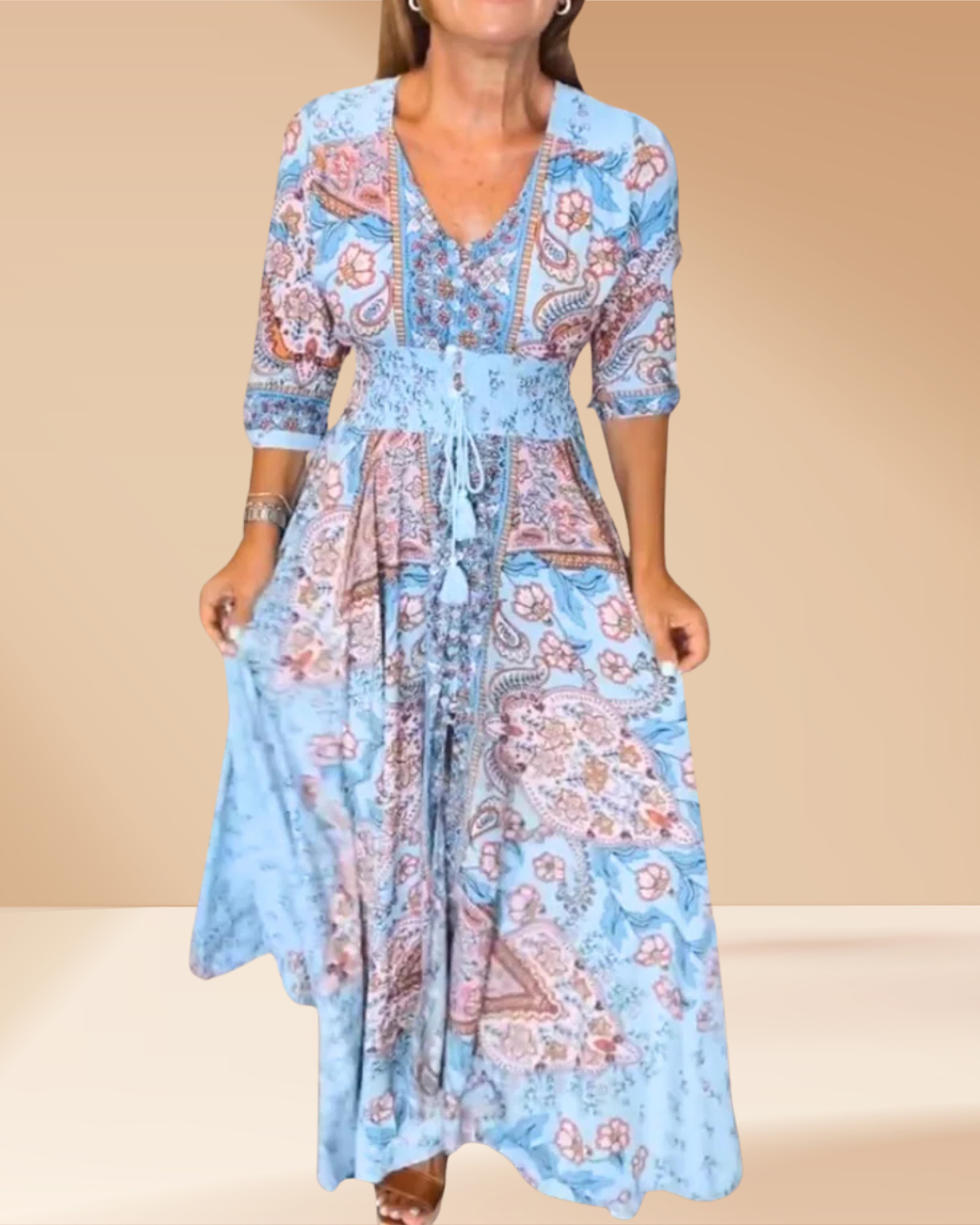 Marevé Robe d'Été Élégante Col V