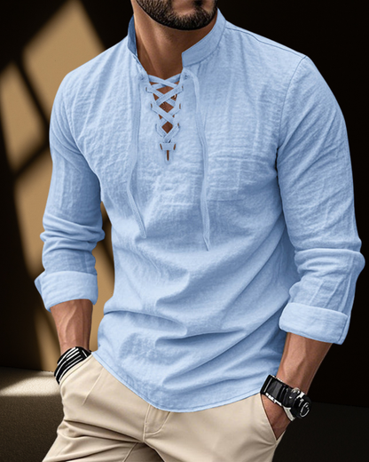 Chemise à Col V à Lacets Renaissance