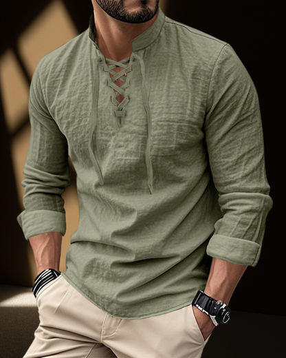 Chemise à Col V à Lacets Renaissance