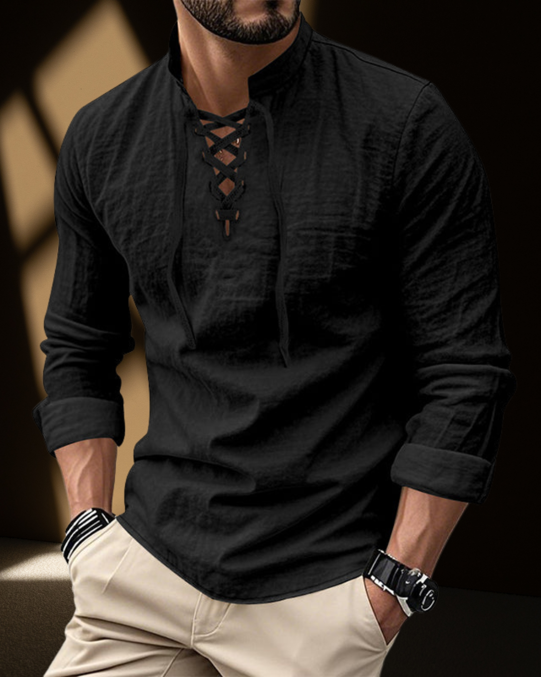 Chemise à Col V à Lacets Renaissance