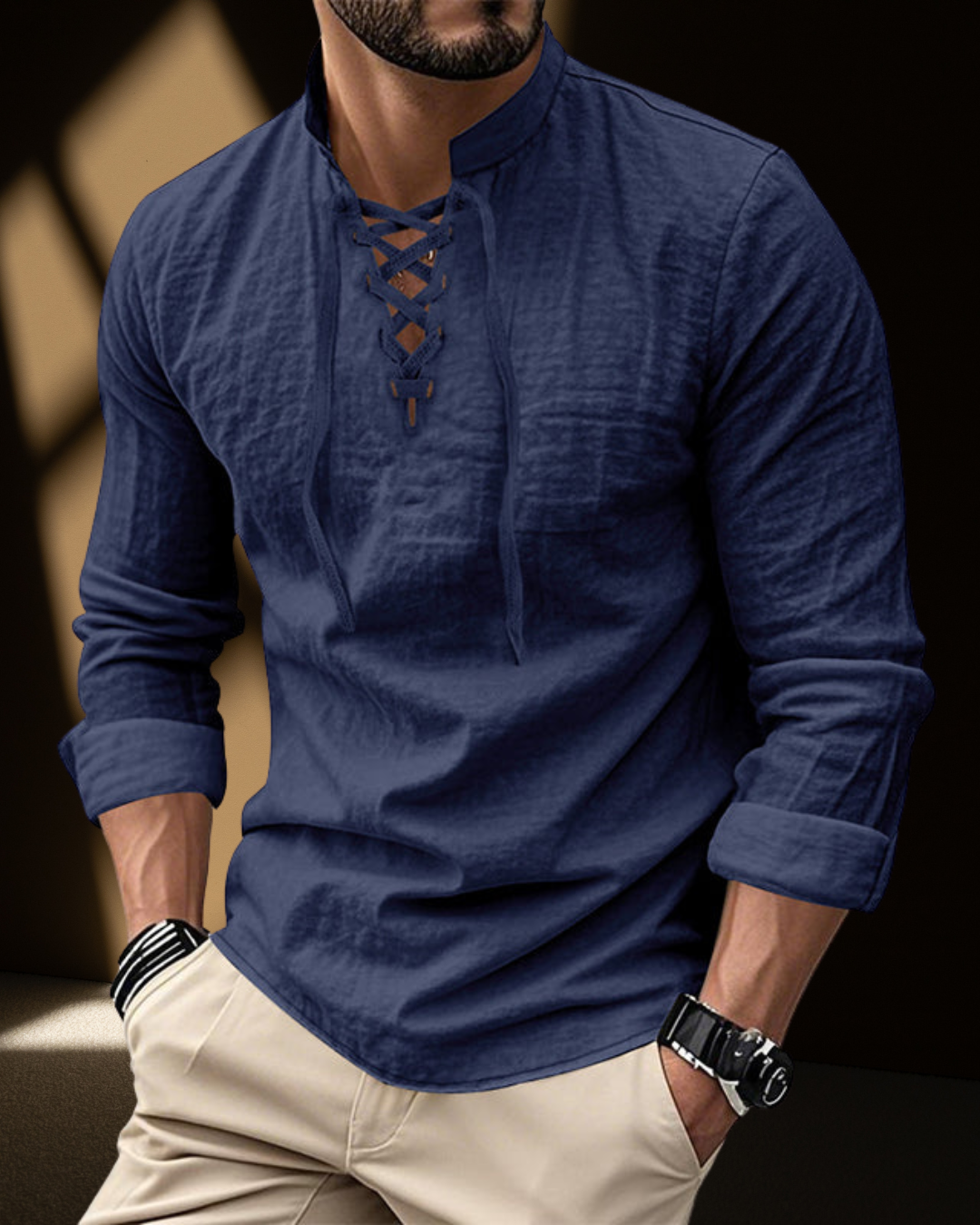 Chemise à Col V à Lacets Renaissance