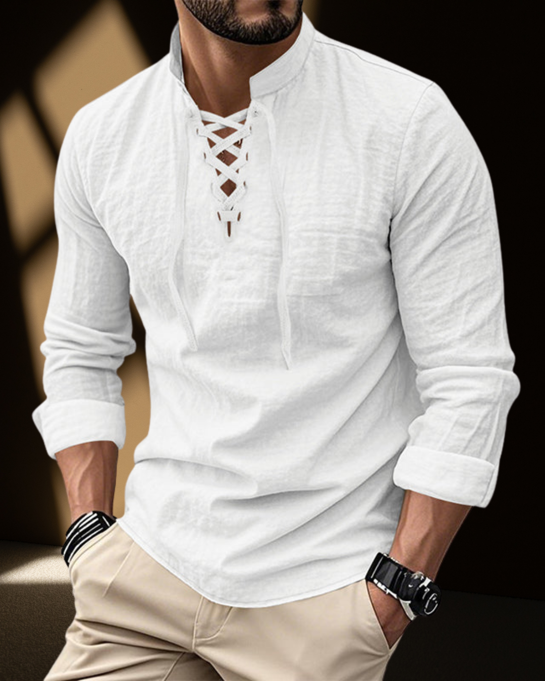 Chemise à Col V à Lacets Renaissance