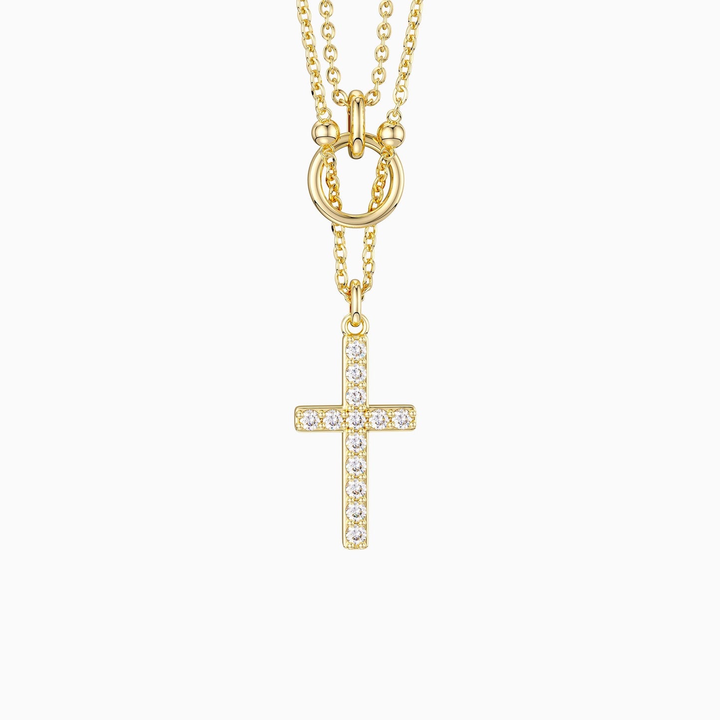 Le Croix Cercle — Collier de Foi en Or Doré