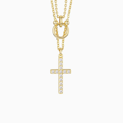 Le Croix Cercle — Collier de Foi en Or Doré