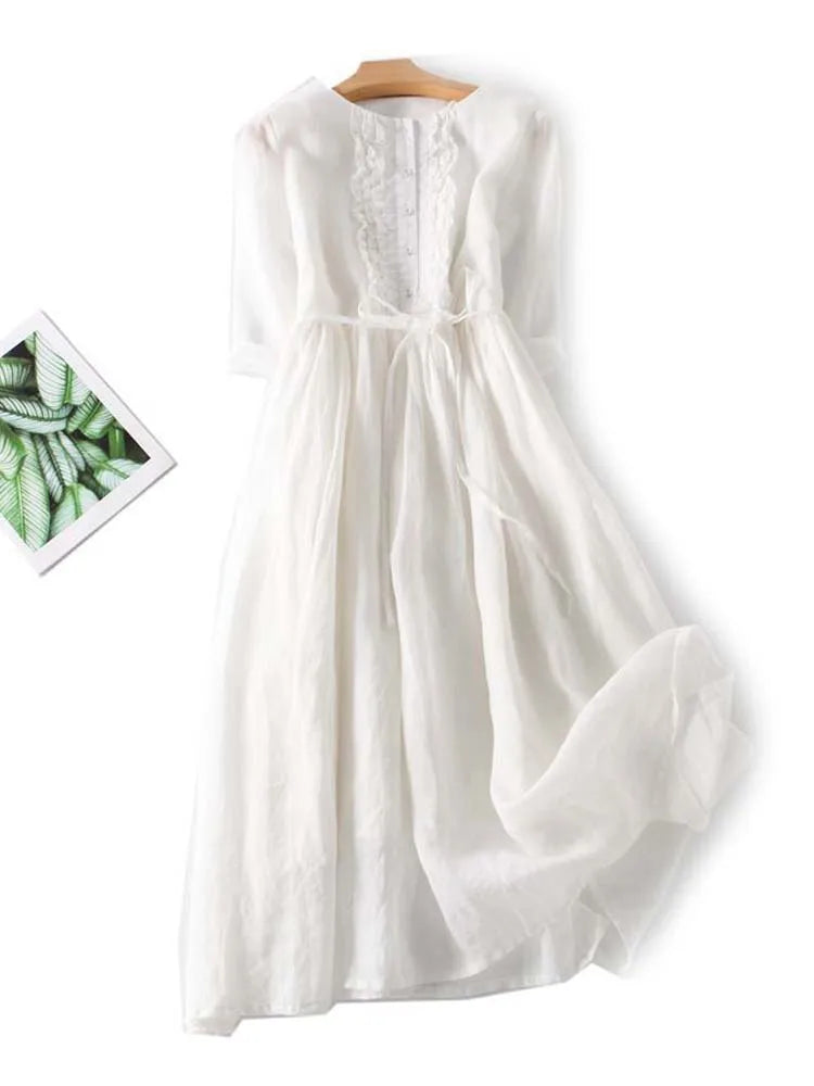 Livia - Confortable Robe Maxi en Lin