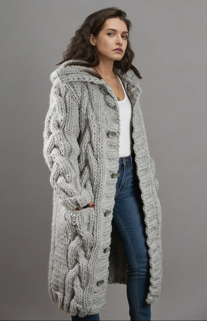 Ondine — Manteau Cardigan en Tricot Épais