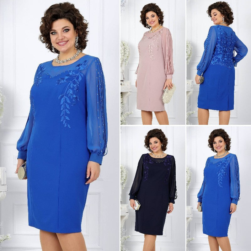 Élégant - Sophistiquée Robe en Chiffon & Détails en Dentelle