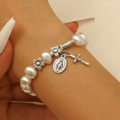 Sérénité - Bracelet Élégant de la Vierge Marie avec Marguerite