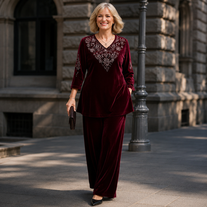 Velourine — Ensemble Deux Pièces en Velours avec Strass