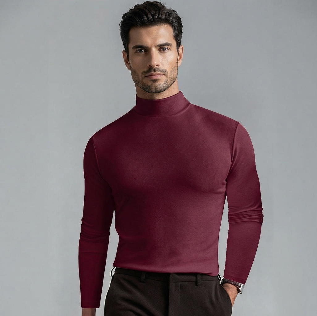 Marden — T-shirt à manches longues slim-fit à col montant
