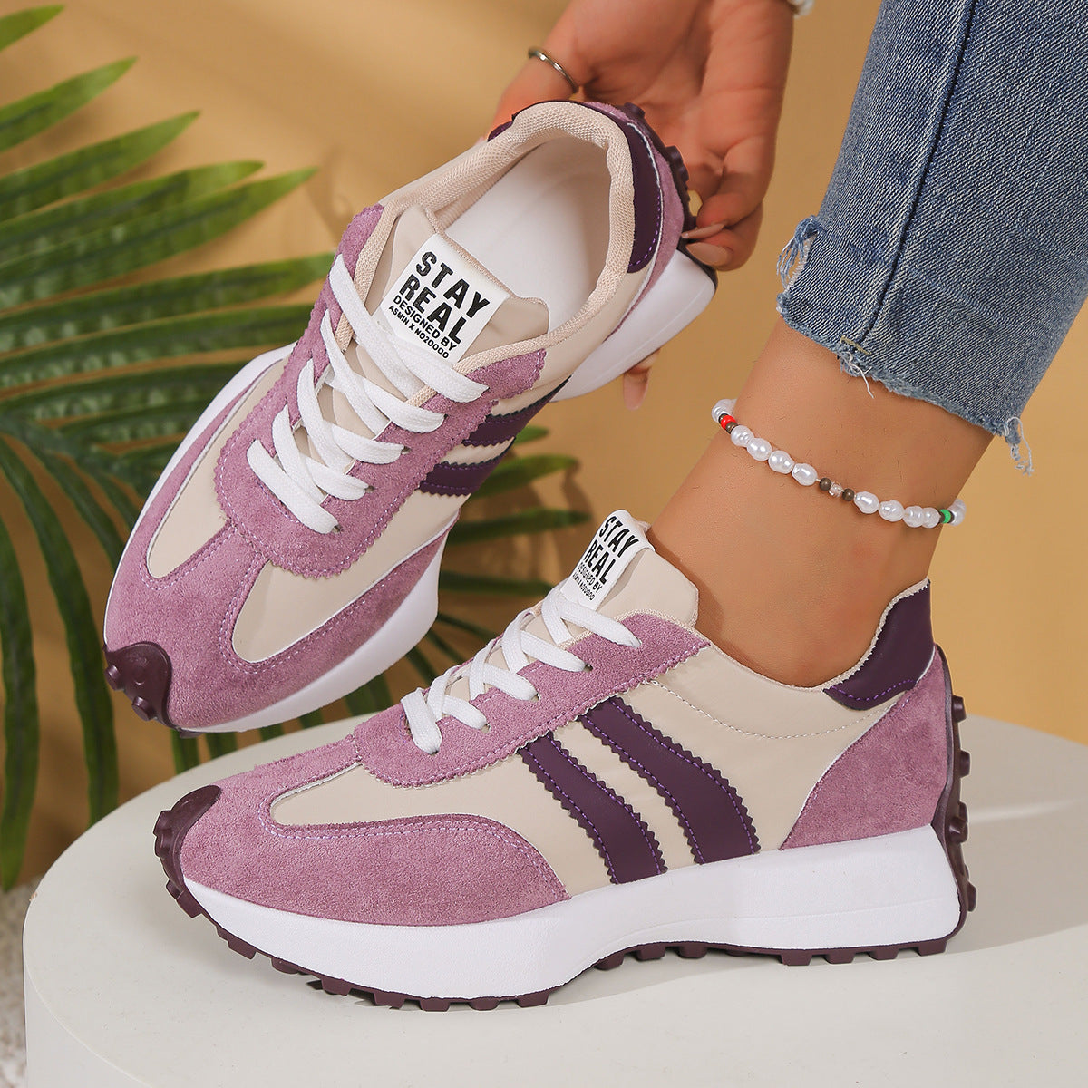 AZZY - Confortables Baskets Basses Décontractées pour Femmes