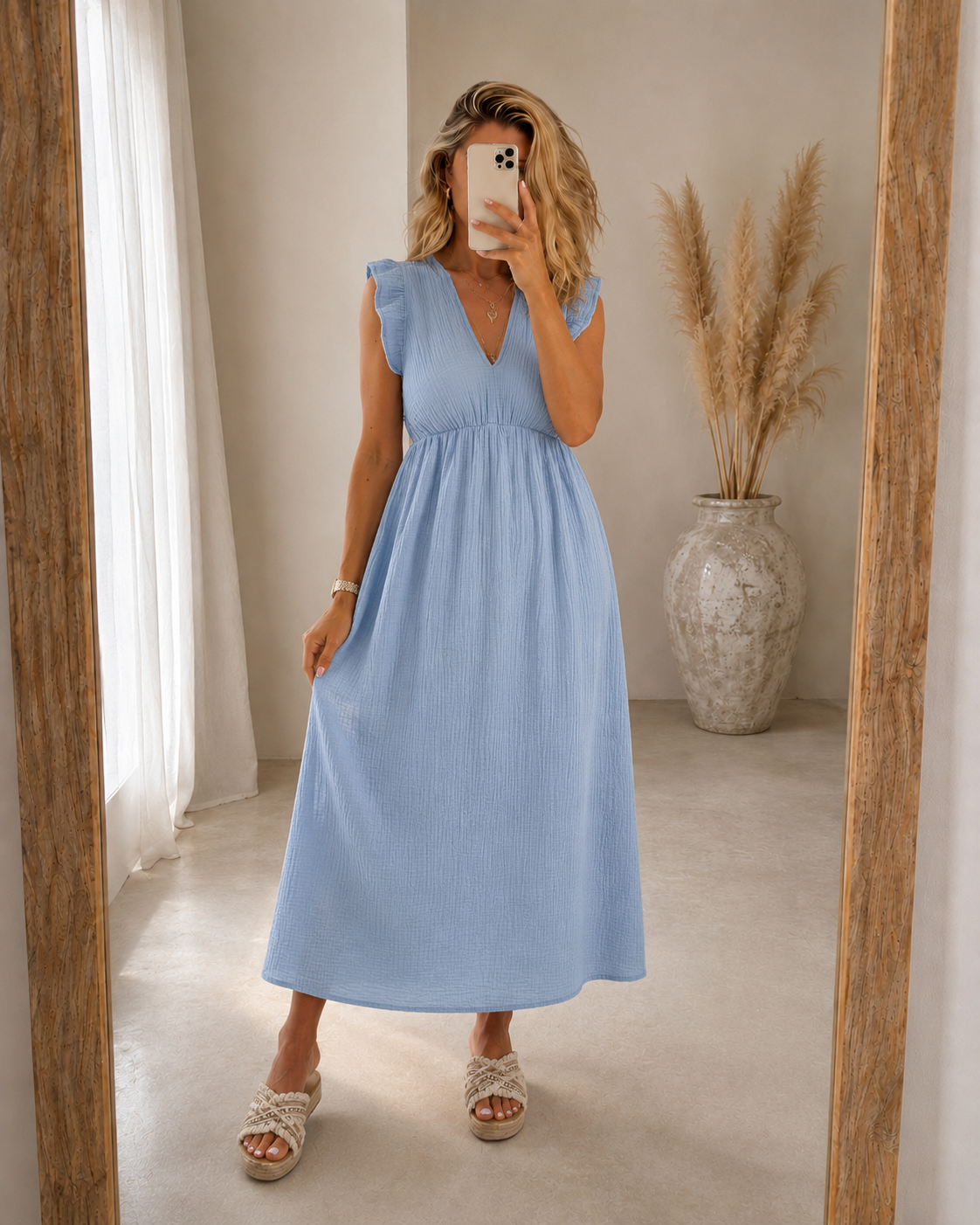 Abigail — Robe Maxi à Épaules Volantes