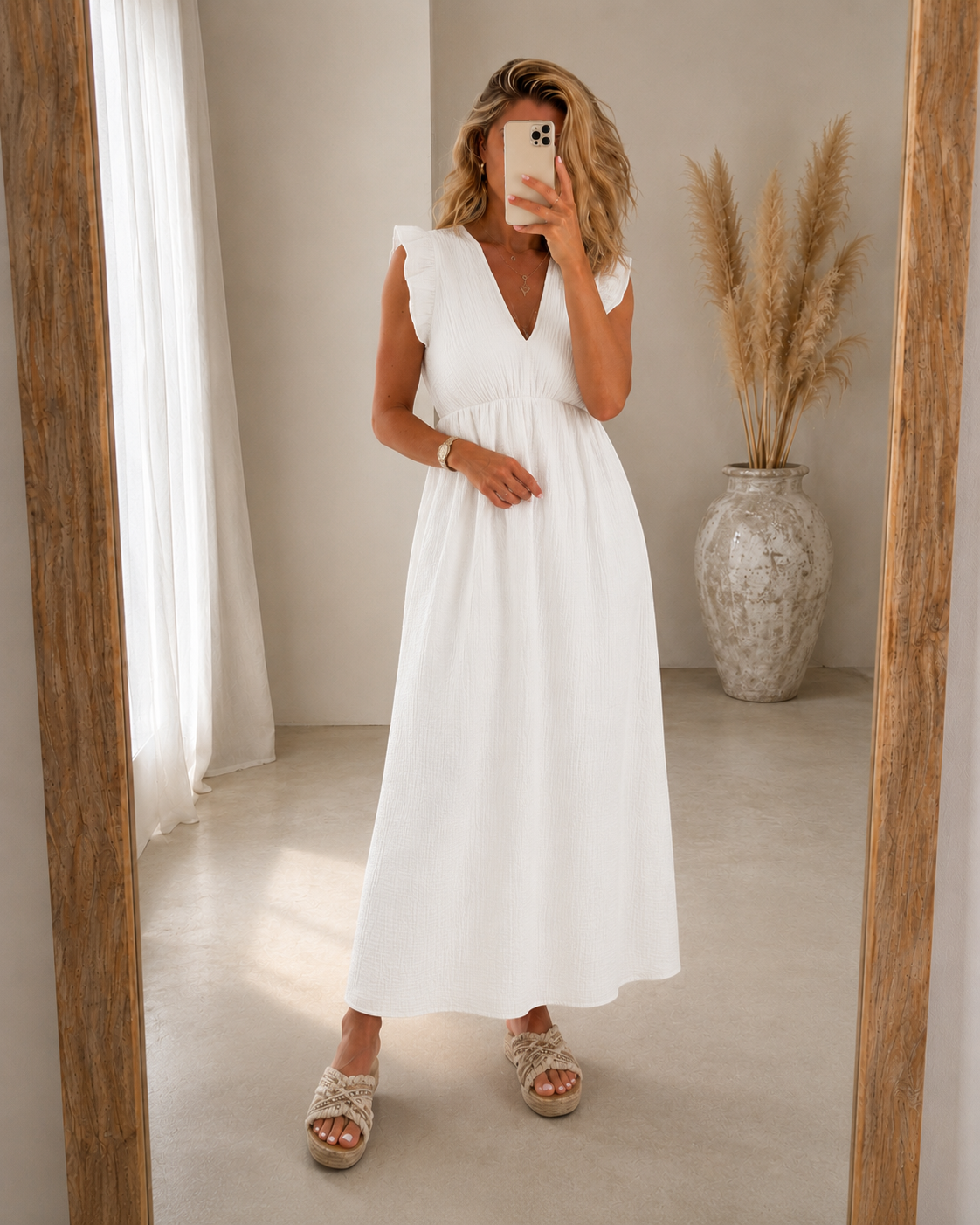 Abigail — Robe Maxi à Épaules Volantes