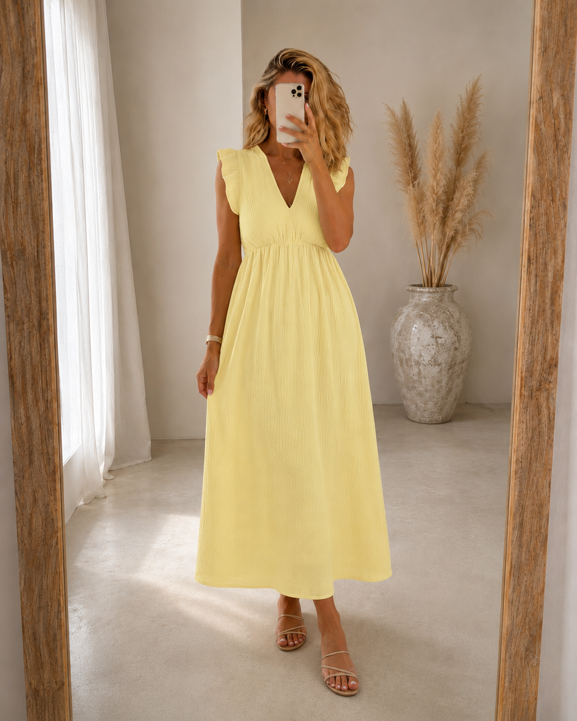 Abigail — Robe Maxi à Épaules Volantes