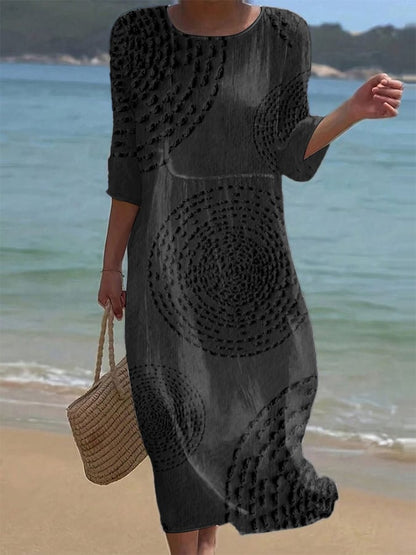 Robe ample unie pour femmes avec un col rond - Confortable Robe
