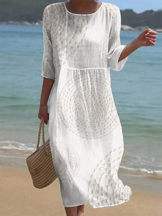 Robe ample unie pour femmes avec un col rond - Confortable Robe