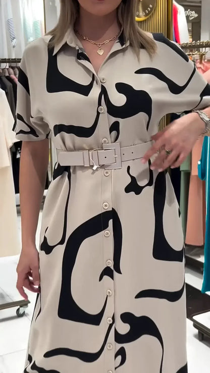 Belle robe avec ceinture - Élégante Robe Confortable