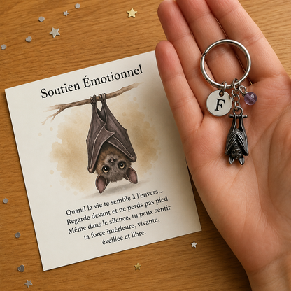 Halvorsen — Porte-clés chauve-souris porte-bonheur avec carte de vœux