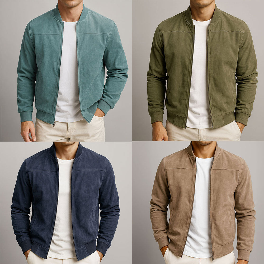 Adrian - Veste Bomber Douce en Suède Premium