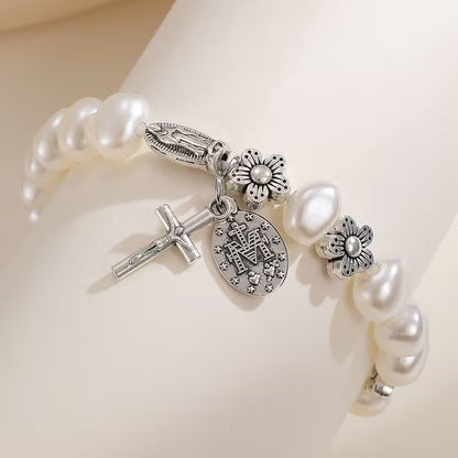 Sérénité - Bracelet Élégant de la Vierge Marie avec Marguerite