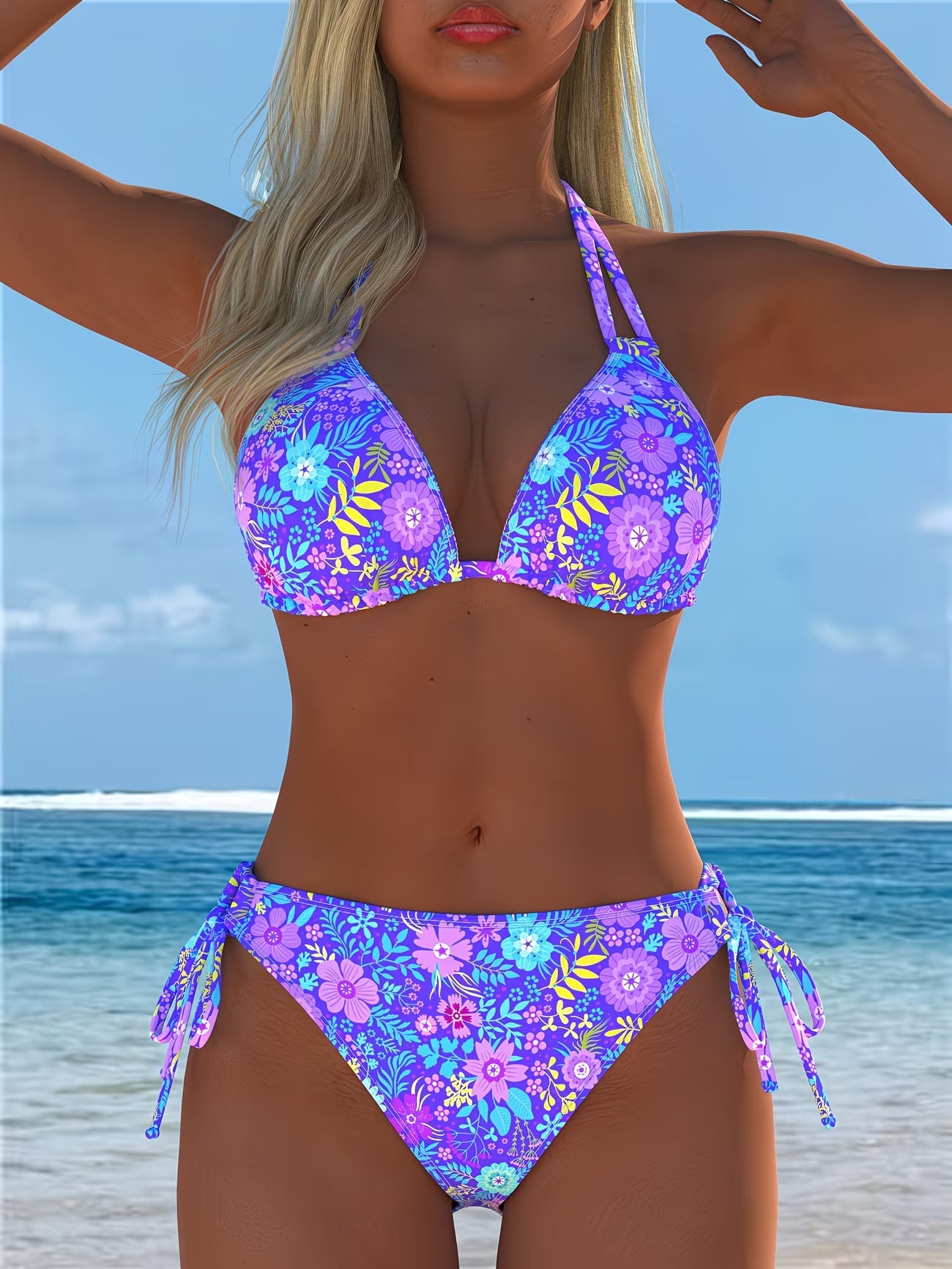 Solène - Ensemble de Bikini Imprimé à Col Croisé