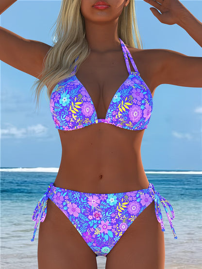 Solène - Ensemble de Bikini Imprimé à Col Croisé