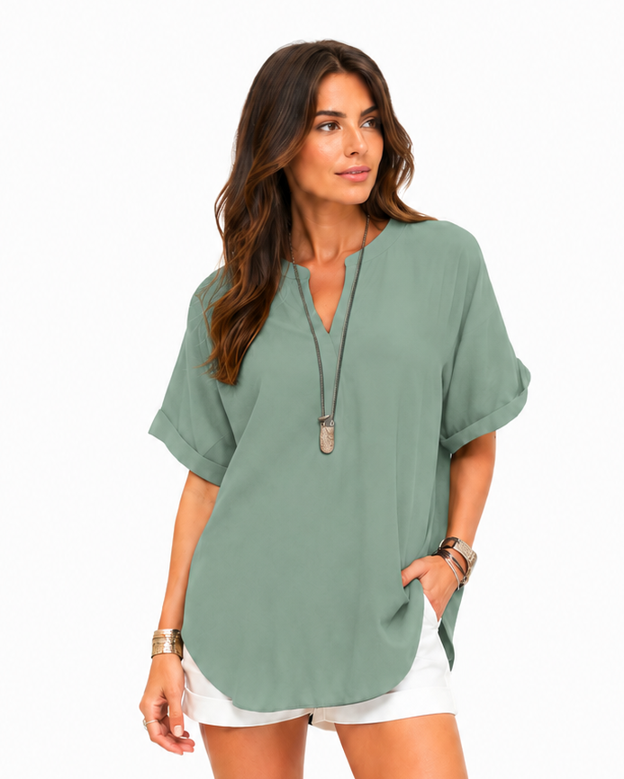 Shania — Chemise ample unie, style décontracté