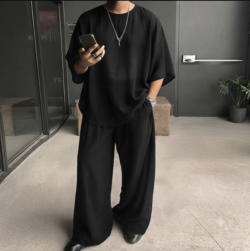 Marchevio — Ensemble T-shirt à Deux Pièces et Pantalon Évasé