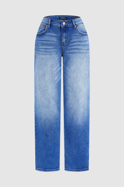 Jeans Droit avec Taille Mi-Haute - Audacieux et Élégants