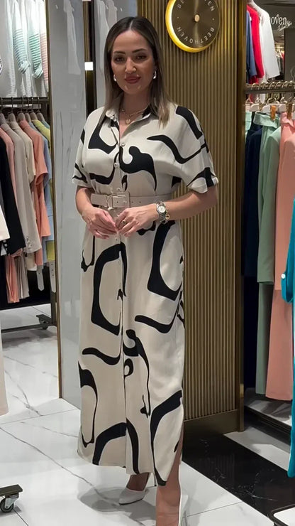 Belle robe avec ceinture - Élégante Robe Confortable