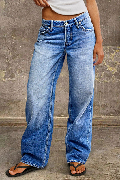Jeans Droit avec Taille Mi-Haute - Audacieux et Élégants
