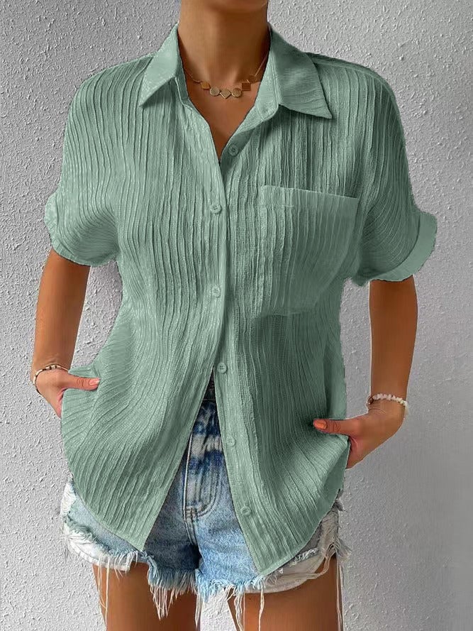 Céline — Blouse ample à col chemise et boutons
