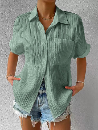Céline — Blouse ample à col chemise et boutons
