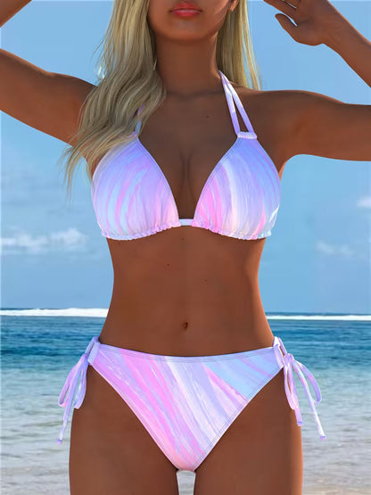 Solène - Ensemble de Bikini Imprimé à Col Croisé