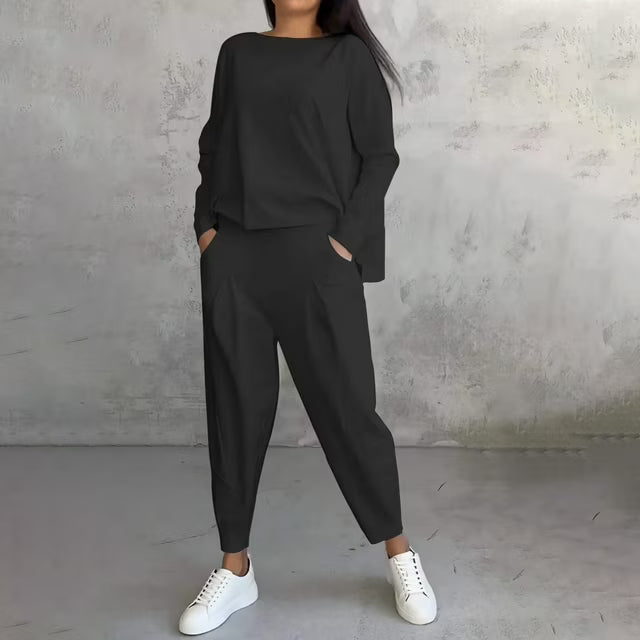 Cotonné — Ensemble Sweatshirt & Pantalon Asymétrique en Coton