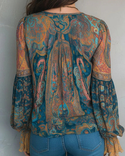 Ava — Blouse Boho avec décolleté en V et manches évasées